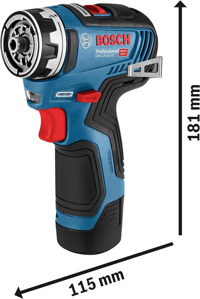 Bosch Professional 12V System GSR 12V-35 FC - Atornillador a batería (Brushless, 35 Nm, 2 cabezales FlexiClick, set accesorios, 2 baterías x 3.0 Ah, en L-BOXX) - Amazon Exclusive