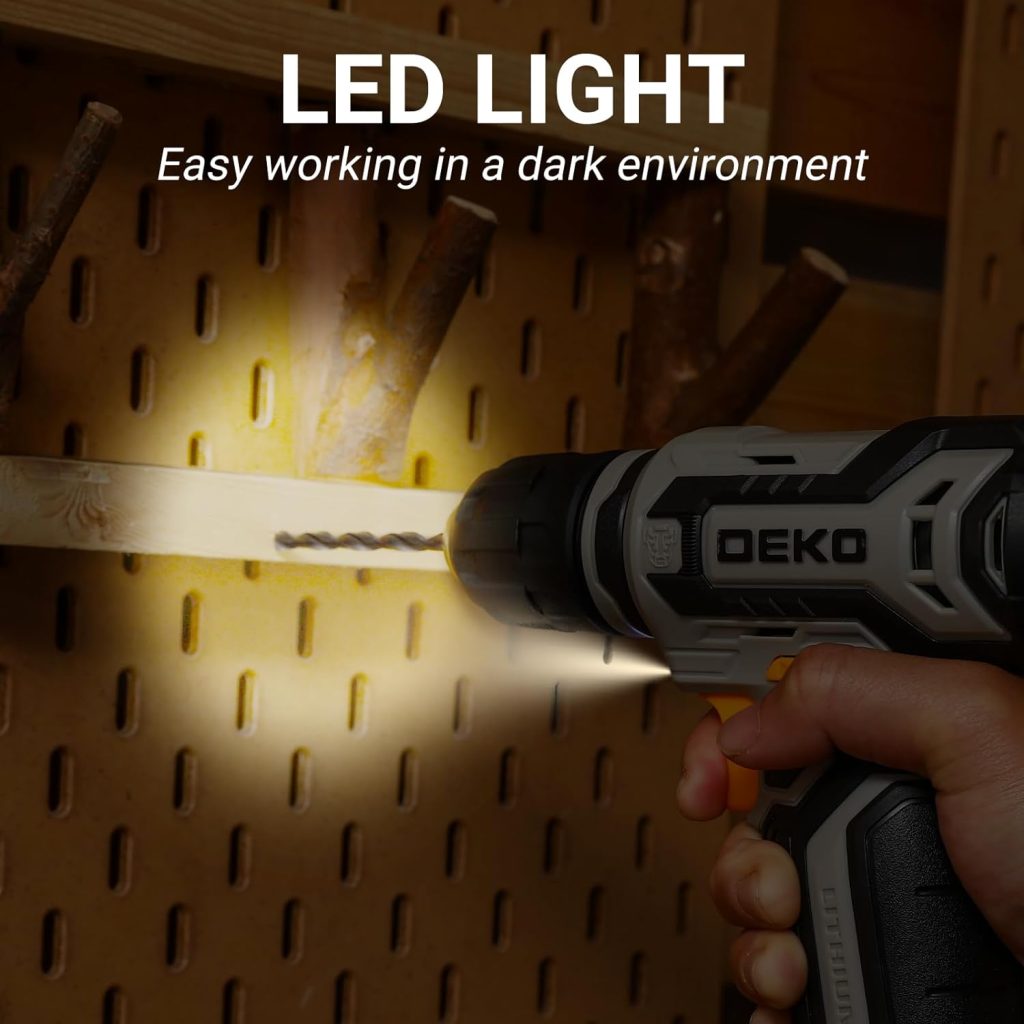 DEKOPRO Taladro Atornillador Inalámbrico 8V, con 10MM Portabrocas, LED Luz, Cable de Carga Tipo C, Accesorios 42 Piezas, Taladro Eléctrico para Perforar y Apretar/Aflojar Tornillos, Rosa