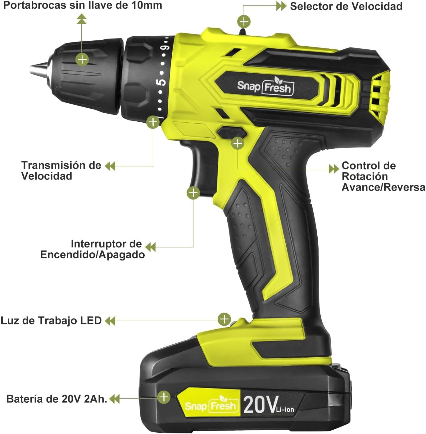 Review Taladro inalámbrico SnapFresh de 20V